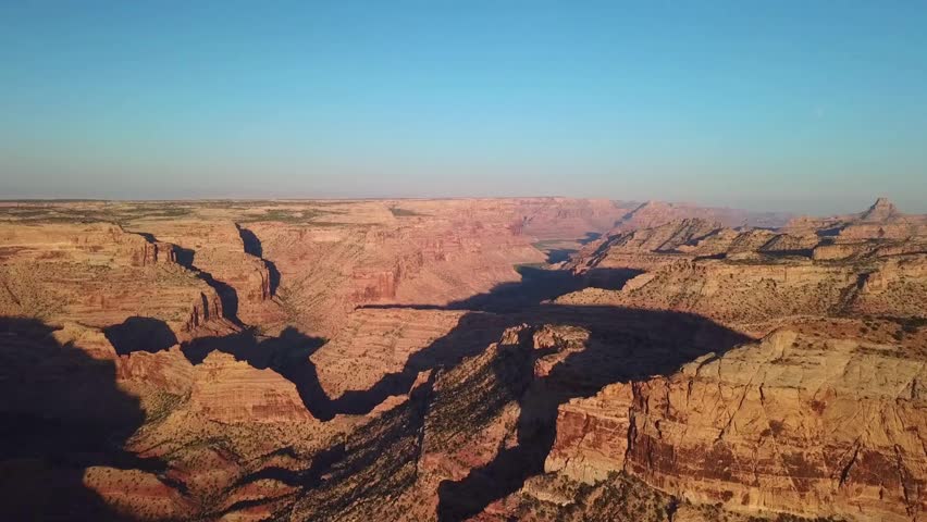 Colorado River Sunny Summer Aerial 4K STEADYCAM: Grand Canyon Landscape in Arizona, USA Canyon around Arizona landscape panorama traveling