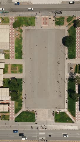 Aerial drone view of Thessaloniki city center, Aristotelous Square and waterfront, Greece