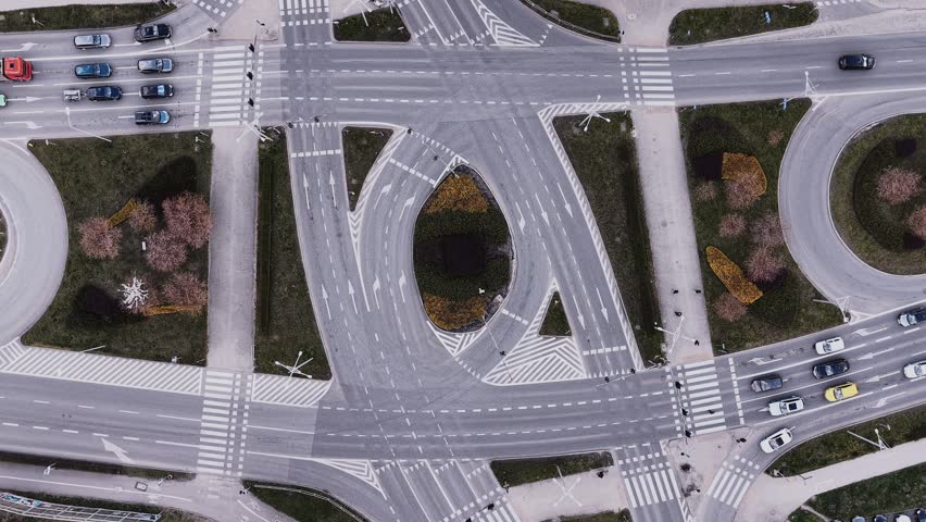 Birds eye perspective of a metropolitan area