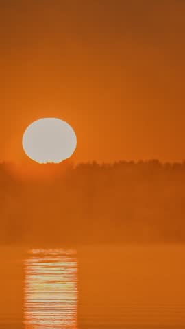 Sunrise on the river. High quality 4k footage