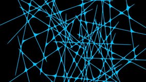 Abstract blue digital network connections on black background. Blue lines interweave in a complex, shifting web against a black backdrop, suggesting data transfer, neural pathways, or cyber systems. High contrast and minimalist motion graphic. - Powered by Shutterstock - Get 15% off with code: PIKWIZARD15