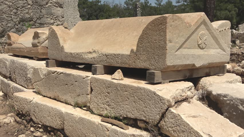 Sarcophagus, located in the ancient city of Olympos in the Kumluca district of Antalya, Turkey