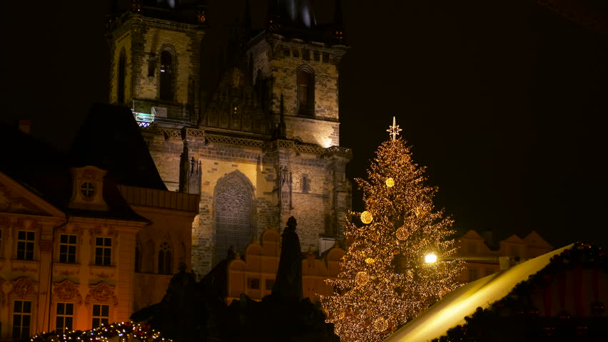 Christmas tree lighting ceremony in prague