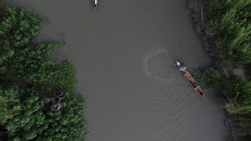 Aerial View of Boats on a River