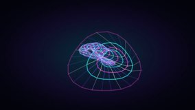 Glowing neon wireframe torus rotating inside a digital grid funnel. Ideal abstract background for retro sci fi projects, synthwave visualizers, and cyber tech designs - Powered by Shutterstock - Get 15% off with code: PIKWIZARD15