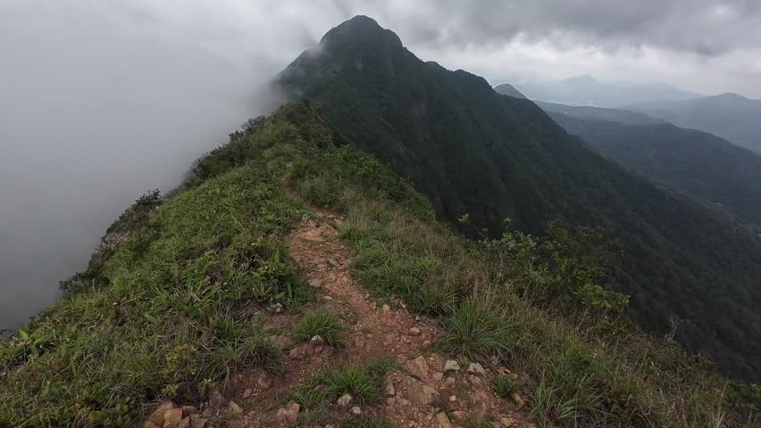 Mountain trekking in the mountains of Hong Kong