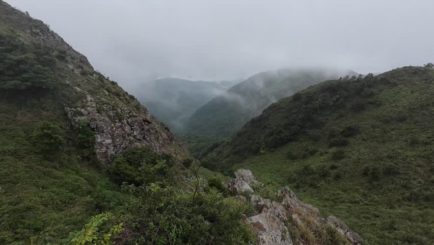 Mountain trekking in the mountains of Hong Kong