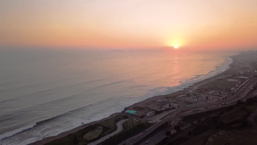 Sunset view on the Costa Verde, in Lima, Peru