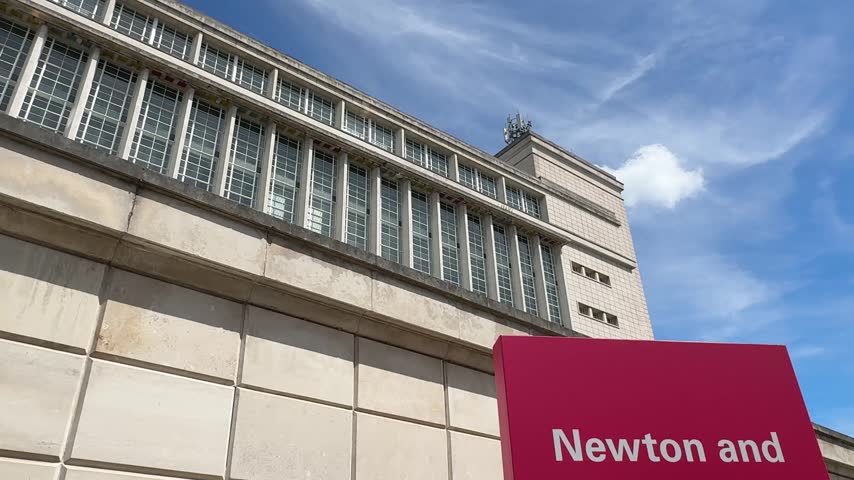 View of the historic Newton and Arkwright Building at Nottingham Trent University City Campus in Nottingham, England, featuring iconic academic architecture.