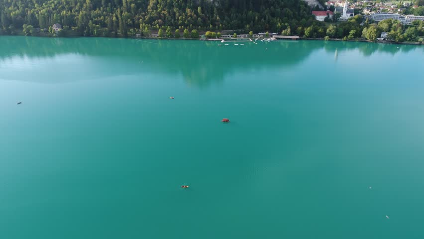 Aerial view of boats on lake