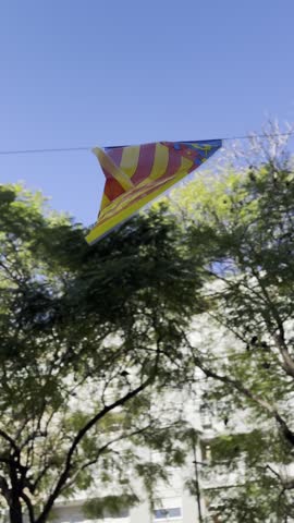 Valencia City Flag Displayed on Historic Street in Spain