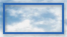 White clouds drift slowly across a blue sky behind a static rectangular blue frame - Powered by Shutterstock - Get 15% off with code: PIKWIZARD15