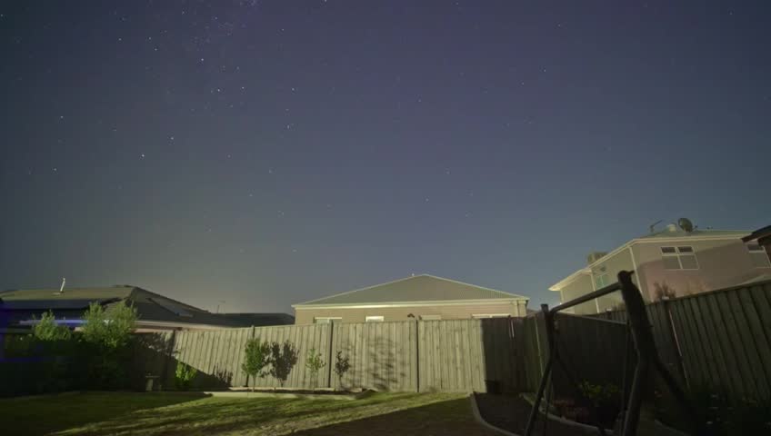 Night Sky Over Suburban Backyard With Stars Visible