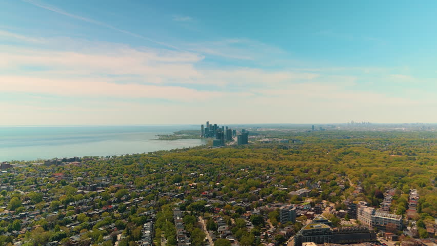 Toronto Humber Bay Waterfront Condos Spring Aerial Drone 4K