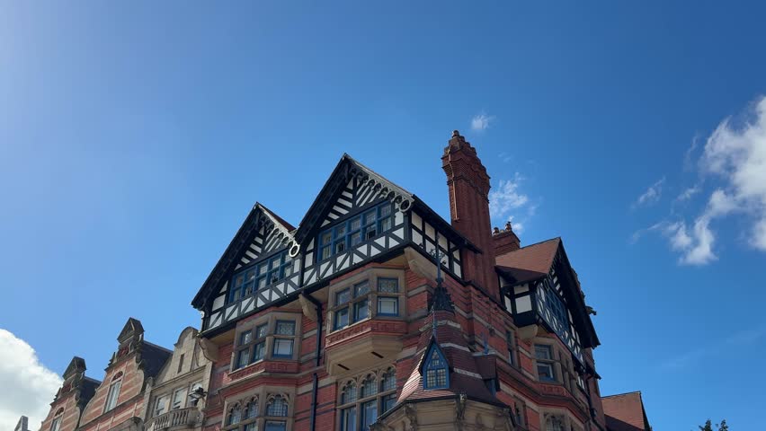 View of a historic landmark building in Old Market Square, Nottingham city centre, England, showcasing iconic architecture and urban heritage.