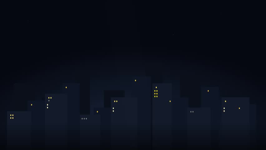 urban cityscape night lights animated vector background.