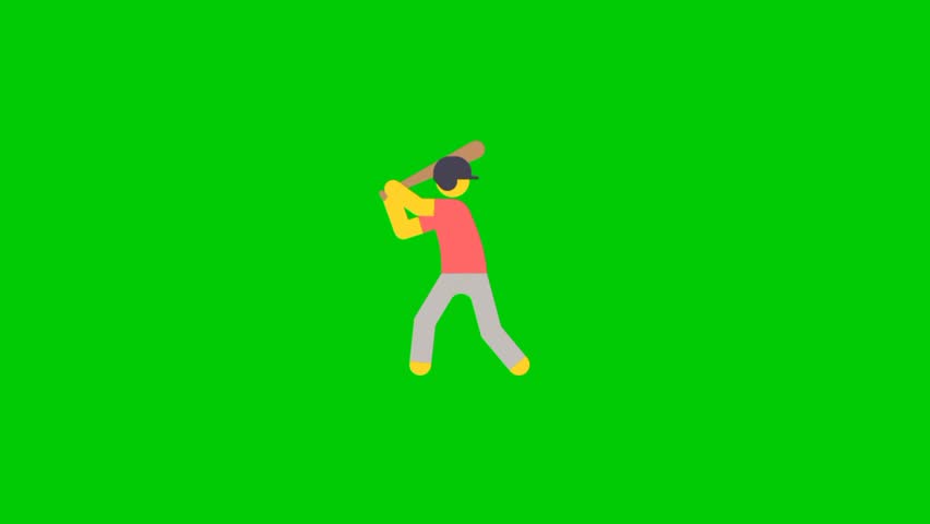 sstkSports baseball player animation, green background 