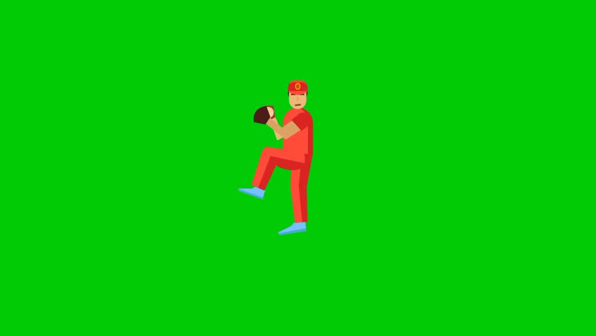 sstkSports baseball player animation, green background 