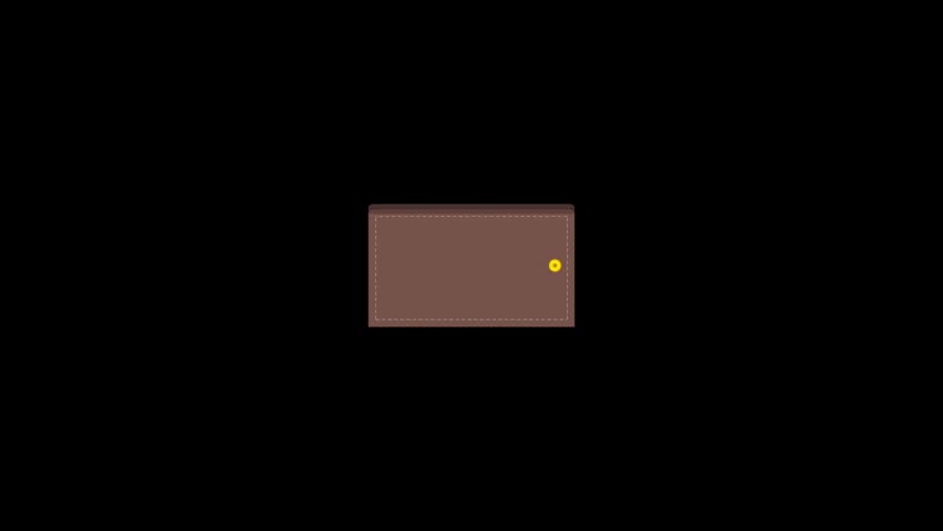 open wallet with floating cash money animation.