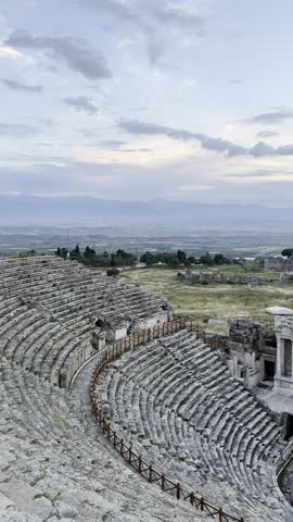 Ancient Roman Theater of Hierapolis at Sunset, Pamukkale Turkey