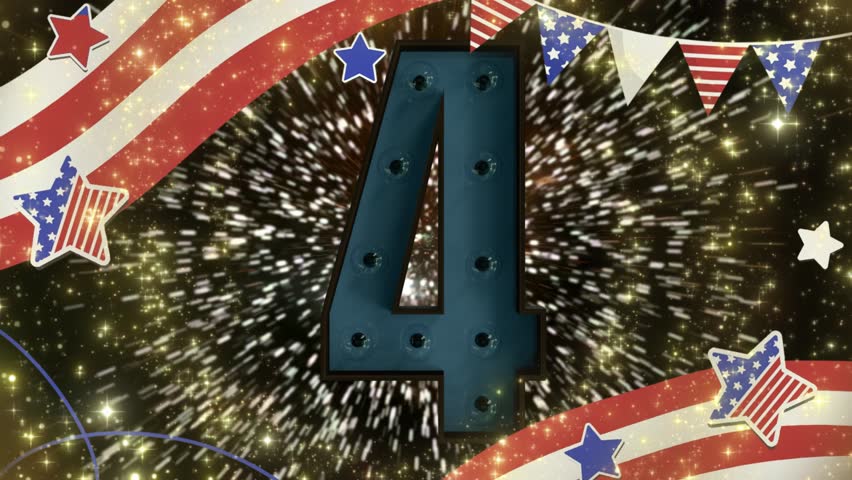 Vibrant 4th of july fireworks display with american flags and patriotic decorations