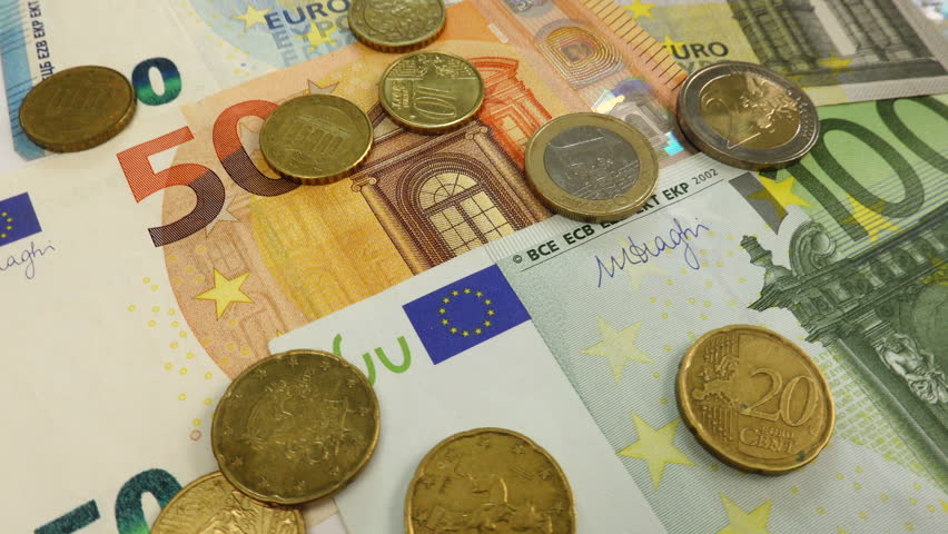 Euro banknote and coin money.