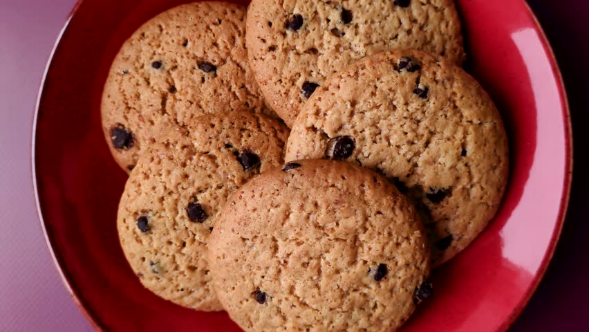 Food, oatmeal chocolate raisin cookies, dessert or breakfast pastry