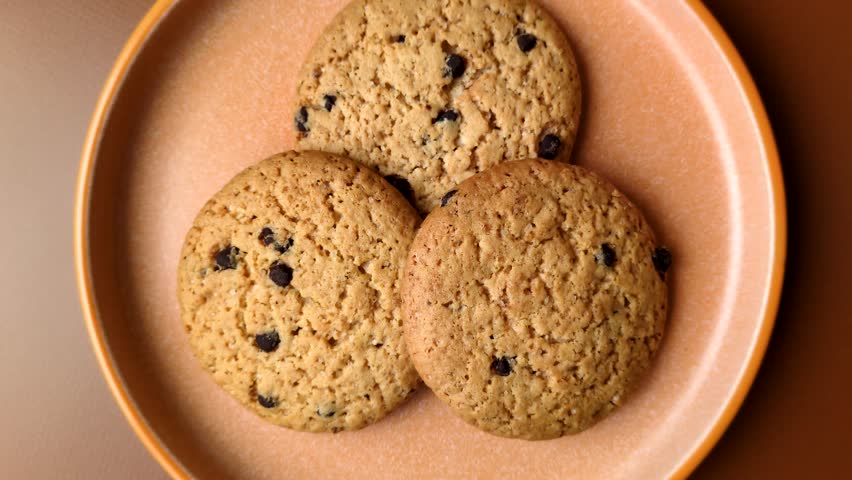 Food, oatmeal chocolate raisin cookies, dessert or breakfast pastry