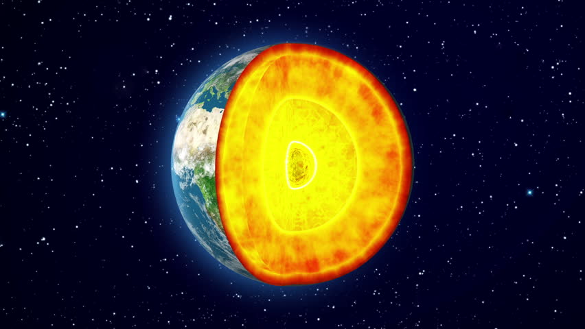 An animated clip showing the inner structure of Earth