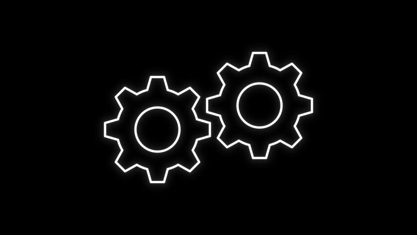 Gears Struck Mechanical Fault Animation on Black Background