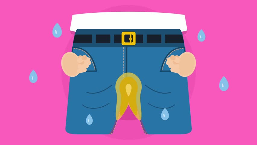 Wet Pants Illustration Showing Incontinence Accident on Pink Background