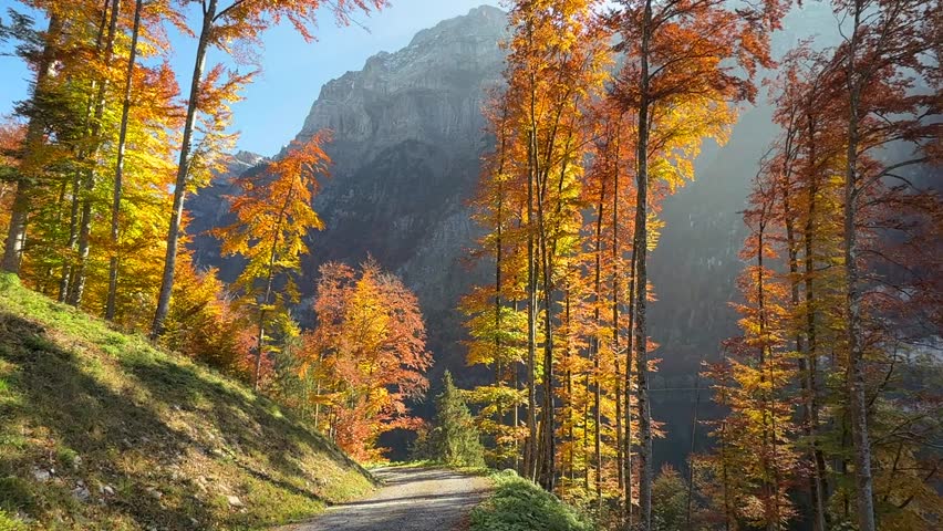 Walking in the Klöntalerse area in Glarus, Switzerland.
