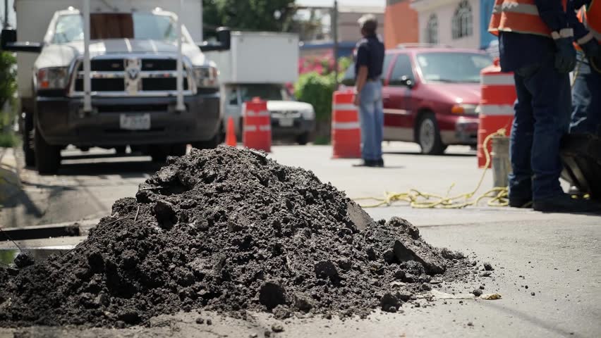 Road construction in Guadalajara Jalisco Mexico Urban street undergoing infrastructure development