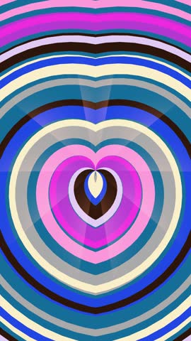 A vibrant and abstract heart shape formed by colorful concentric circles in a mesmerizing pattern.