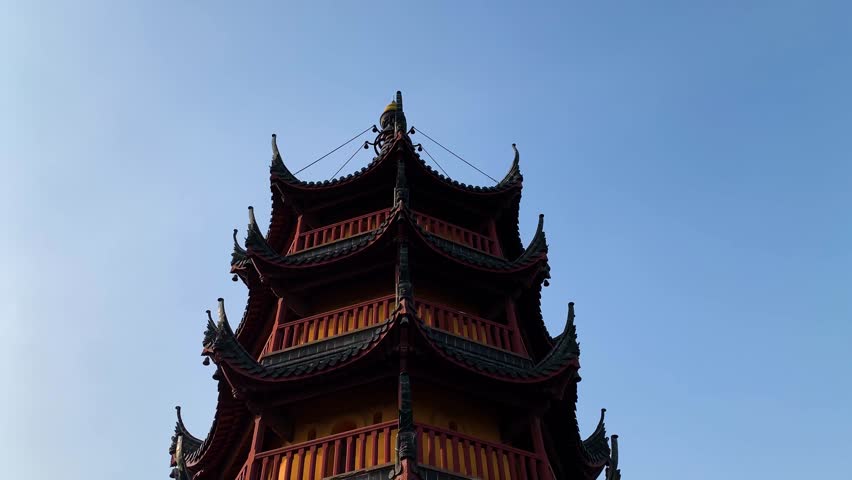 Temple architecture landscape of Jinshan Temple in Jiangsu, China