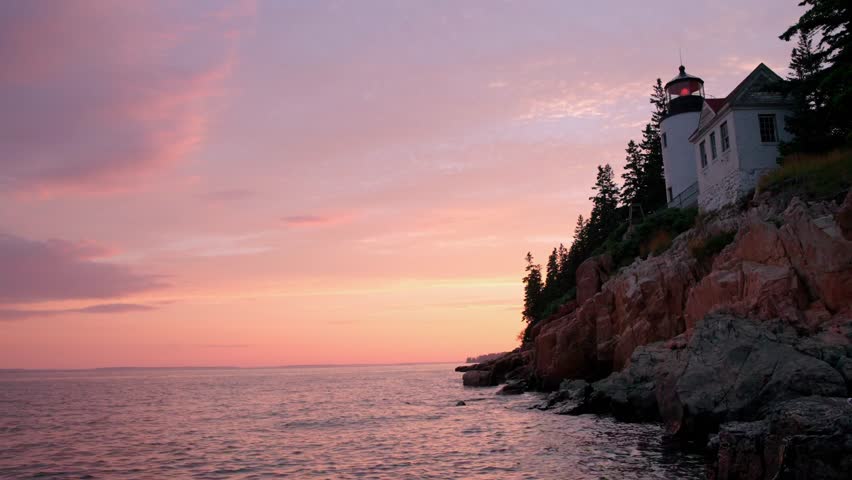 Bass Harbor Head Light just after sunset in Acadia National Park, Maine.