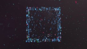 Digital Data Cube Floating Numbers, Code Particles Representing Tech. Abstract digital data cube formed by floating numbers and code like particles, illustrating big data and data visualization - Powered by Shutterstock - Get 15% off with code: PIKWIZARD15