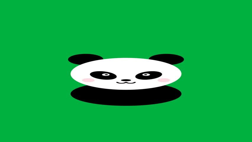 Cute Cartoon Panda Head Illustration on a Solid Green Background, Minimalist Animal Character Design