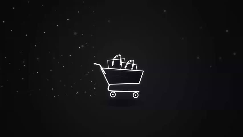 minimalist black silhouette icon of a shopping cart