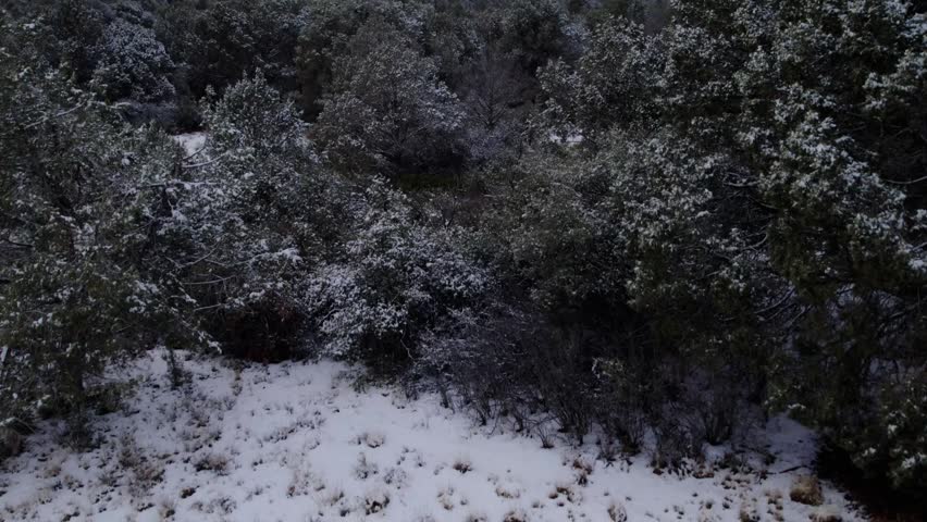 Snowy canyon during winter in Sedona, Arizona.