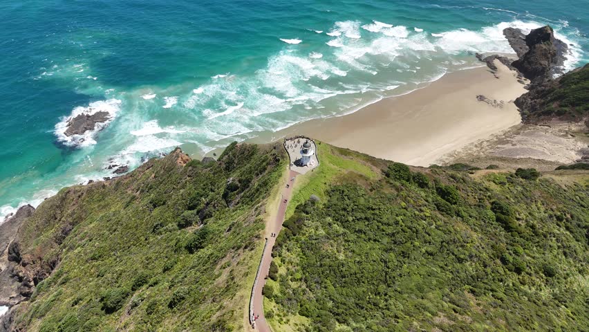 New Zealand Ocean View, Road, and Mountain Landscape Cape Reinga