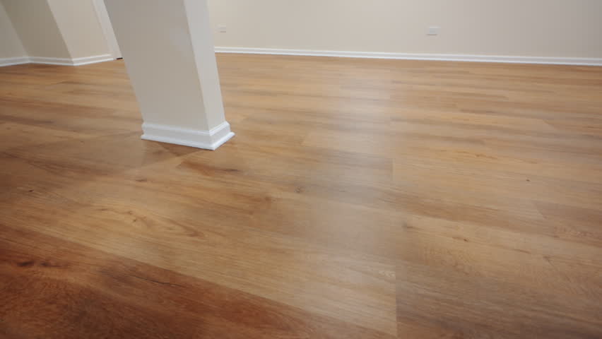 Element of the modern home Interior, new wooden floor. Close up move camera shot