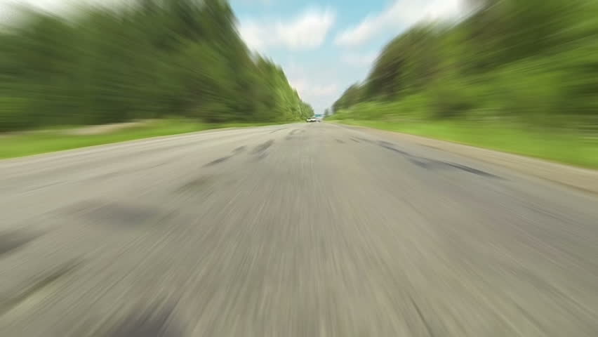 Fast blur driving on highway, timelapse
