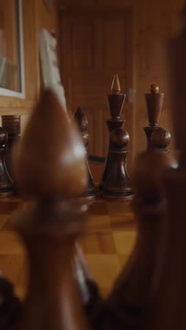 Wooden Chess Pieces in Selective Focus