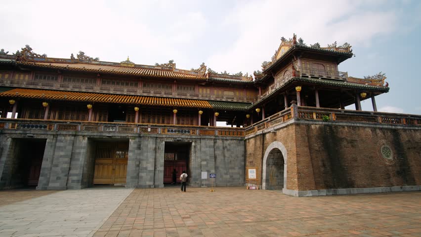 Meridian gate entrance to the imperial city citadel in hue, vietnam, a unesco world heritage site.