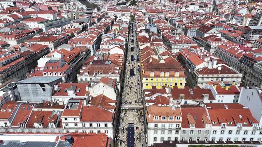 Lisbon Skyline At Lisbon In District Of Lisbon Portugal. Comercio Square Scenery. Augusta Street Cityscape. Lisbon Skyline At Portugal. Historic City Landscape. Tourism Landmark.