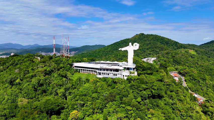Cristo Luz Monument on the Hill in Balneario Camboriu City in Brazil