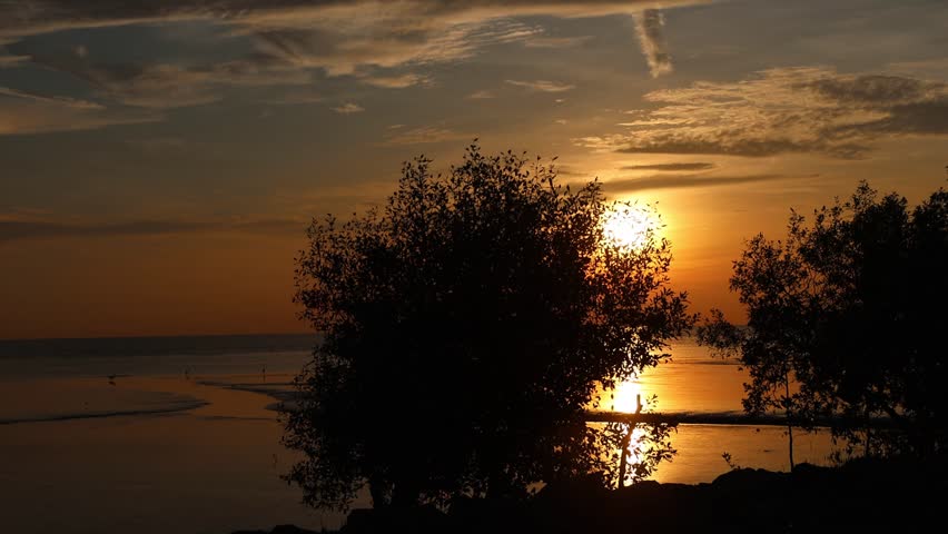 Amazing sunset view at Pontian, Johor., Malaysia. The sunset transforms the sky into a masterpiece of vibrant hues