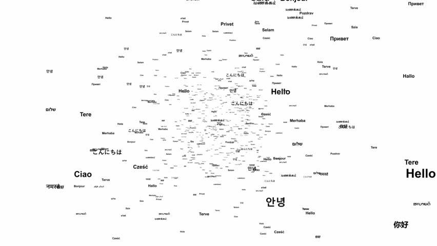 Word hello written in many different languages.