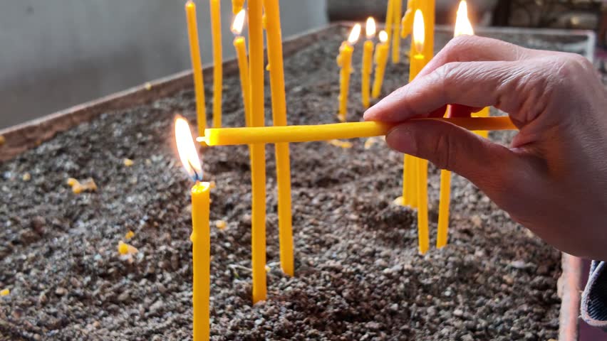 Burning Church Candles Inside Armenian Church